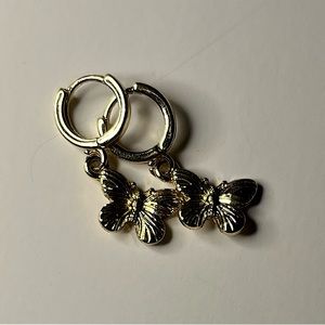 Gold Tinted Butterfly Earring Set